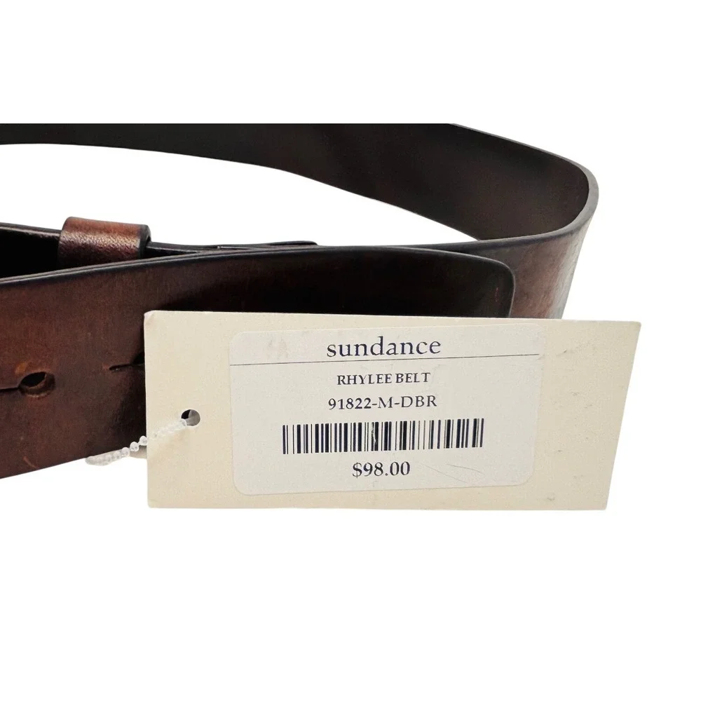 Sundance Womens Rhylee Belt Size Medium Dark Brown Leather Brass O-Ring NWT